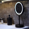 Зеркало косметическое настольное двухстороннее с LED-подсветкой (х3) Wasserkraft K-1005BLACK черное