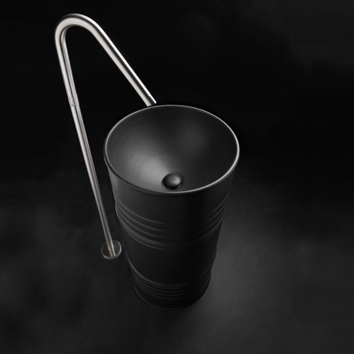 Раковина напольная Kerasan Artwork Barrel 4742K31 черная