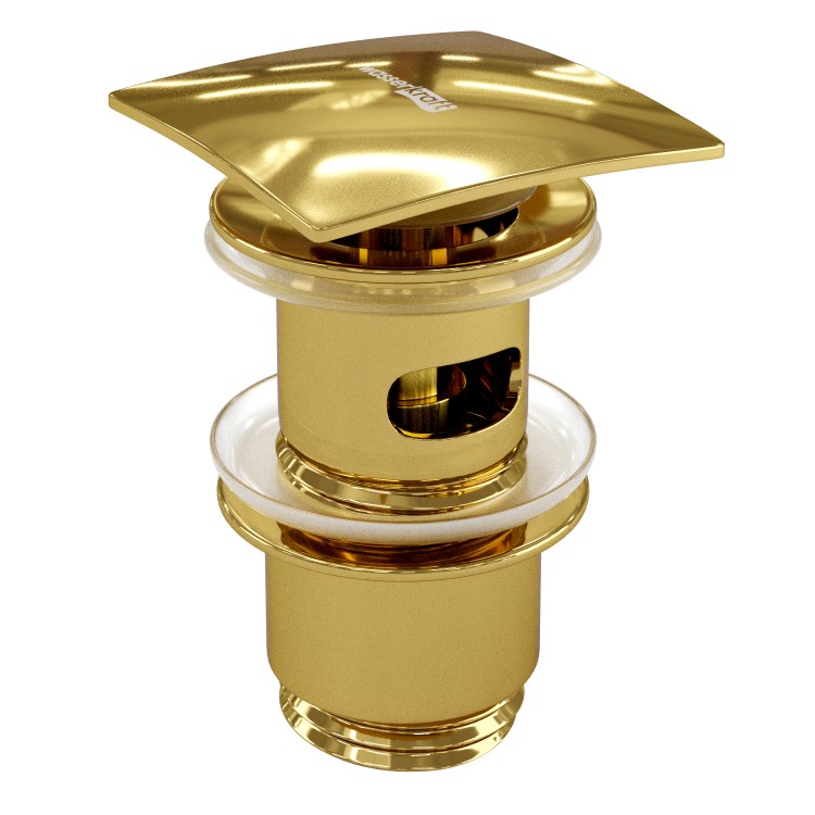 Донный клапан с переливом Wasserkraft Sauer A168 золото Push-up